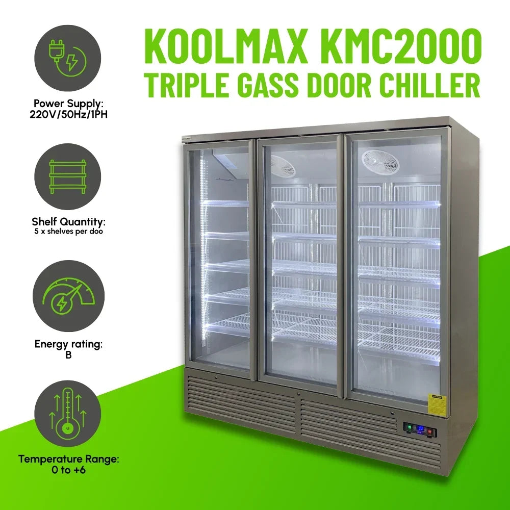 KMC2000G Grey 3 Glass Door Upright Chiller