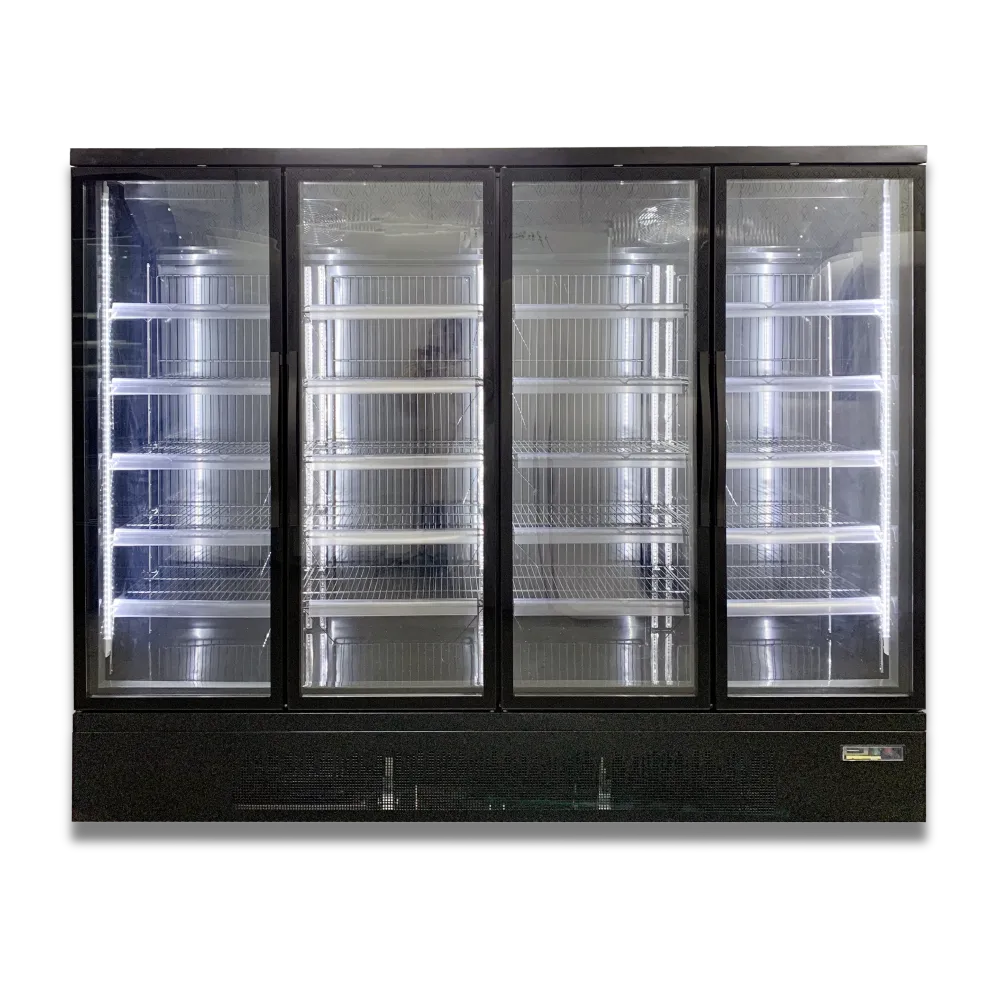 KMC3000G Black 4 Glass Door Upright Chiller
