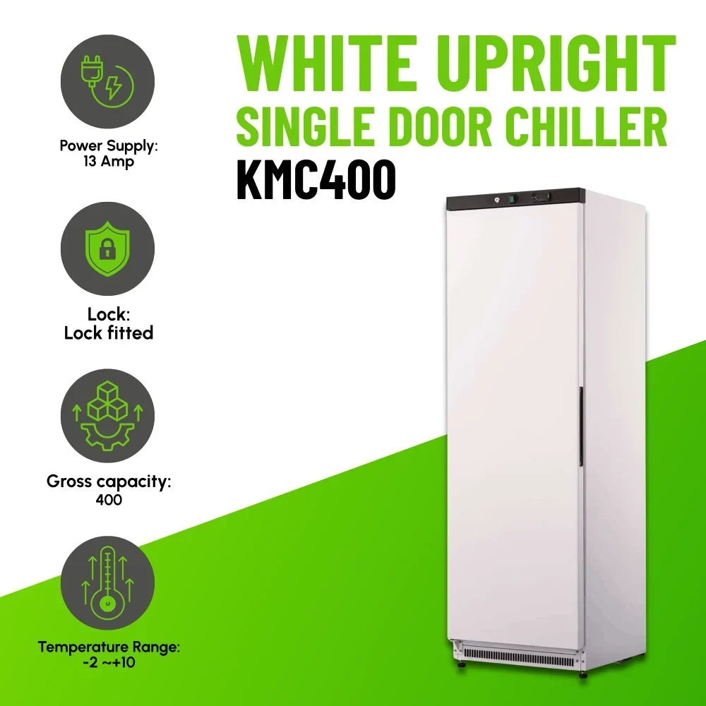 KMC400 Single Door White Upright Chiller