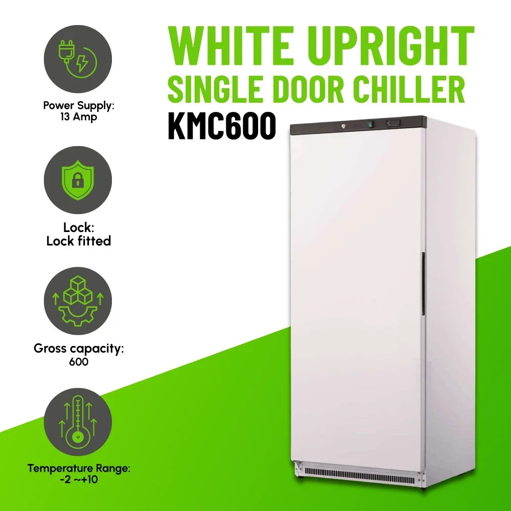 KMC600 Single Door White Upright Chiller