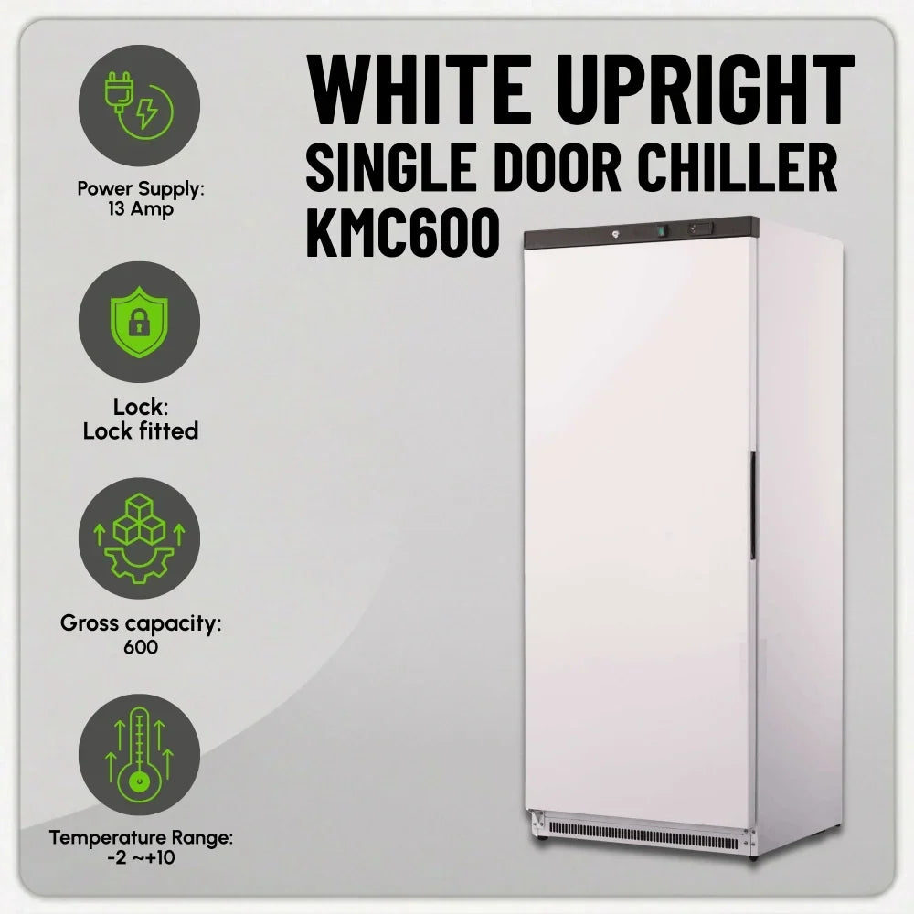 KMC600 Single Door White Upright Chiller
