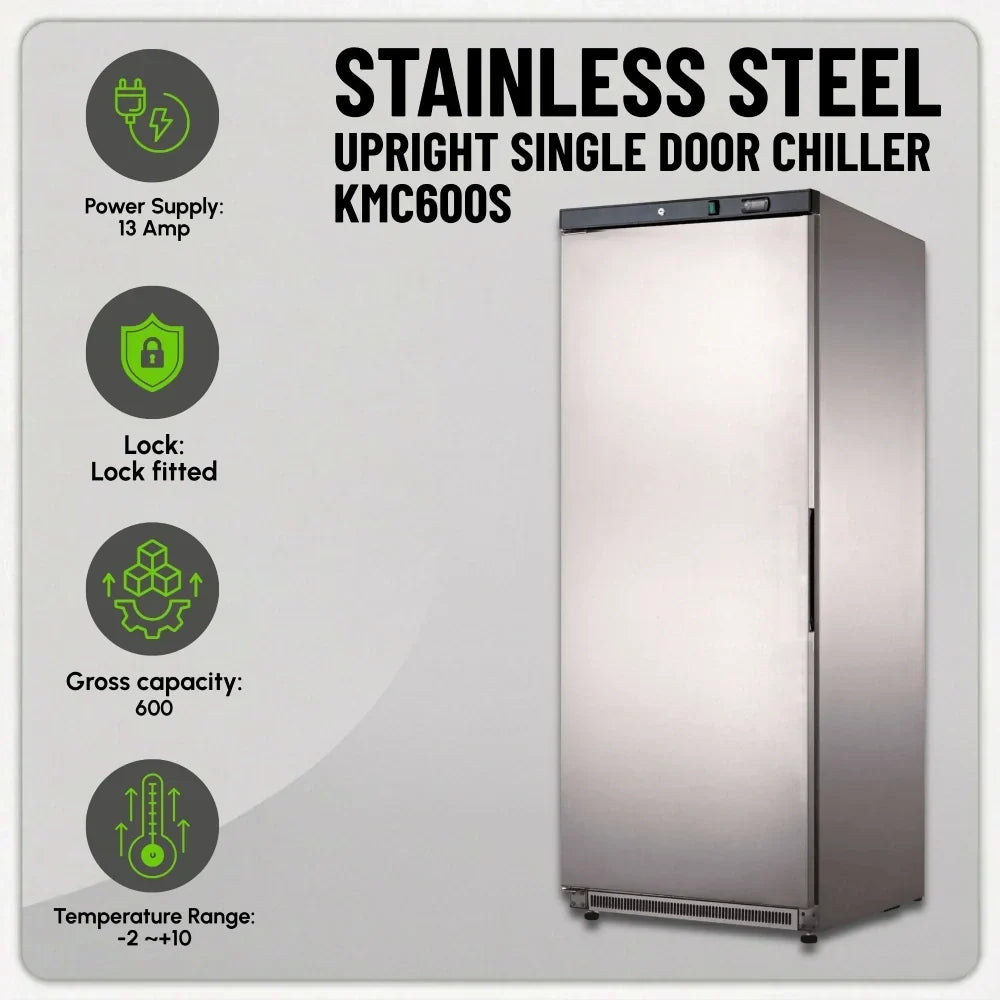 KMC600S Single Door Upright Chiller Stainless-Steel