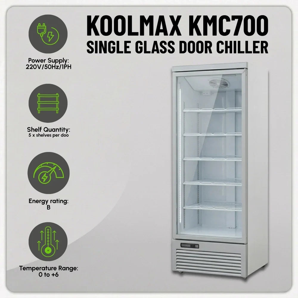 KMC700G Grey Single Glass Door Upright Chiller