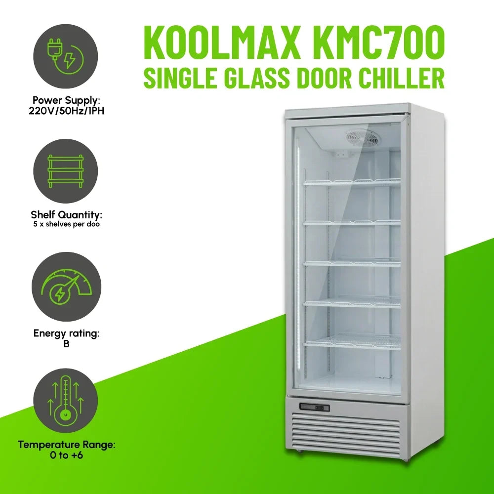 KMC700G Grey Single Glass Door Upright Chiller