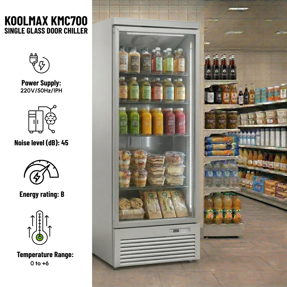KMC700G Grey Single Glass Door Upright Chiller