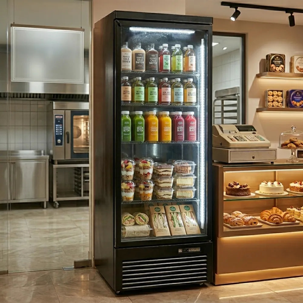 KMC700G Black Single Glass Door Upright Chiller