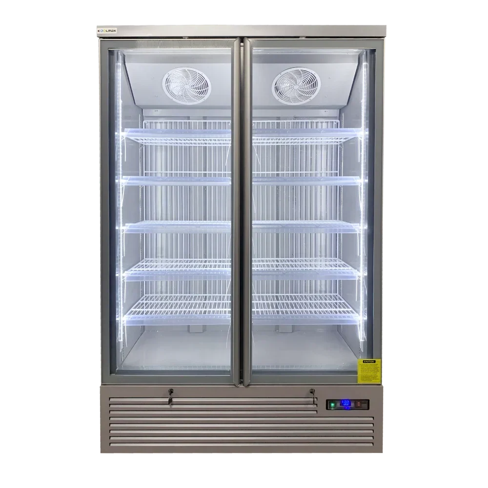 KMF1300 Double Door Grey Upright Display Freezer