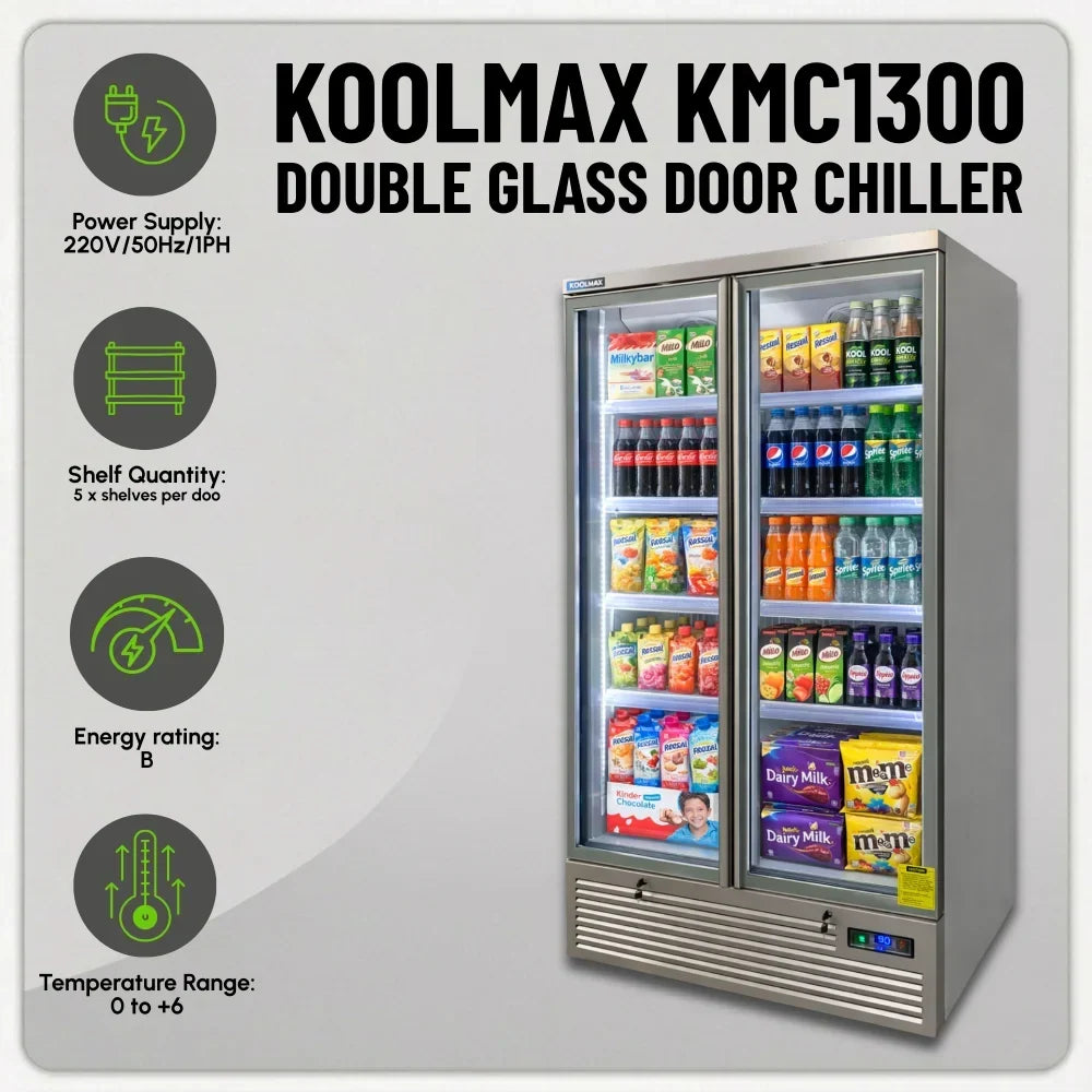 KMF1300 Double Door Grey Upright Display Freezer