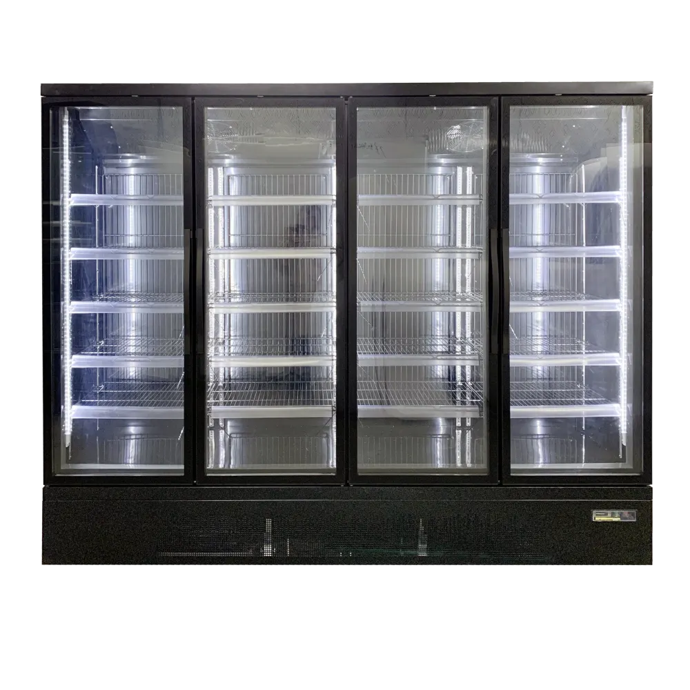 KMF3000 Four Door Black Upright Display Freezer