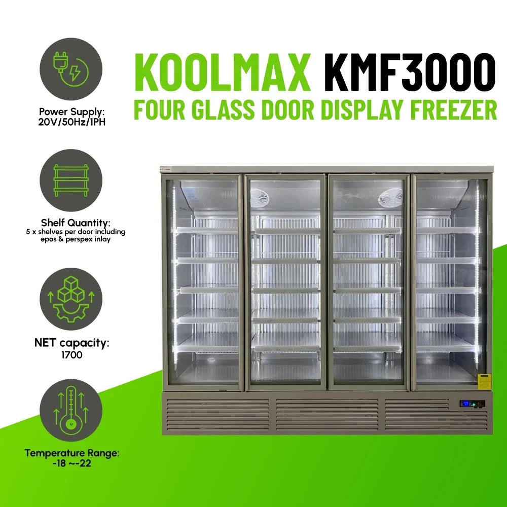 KMF3000 Four Door Grey Upright Display Freezer