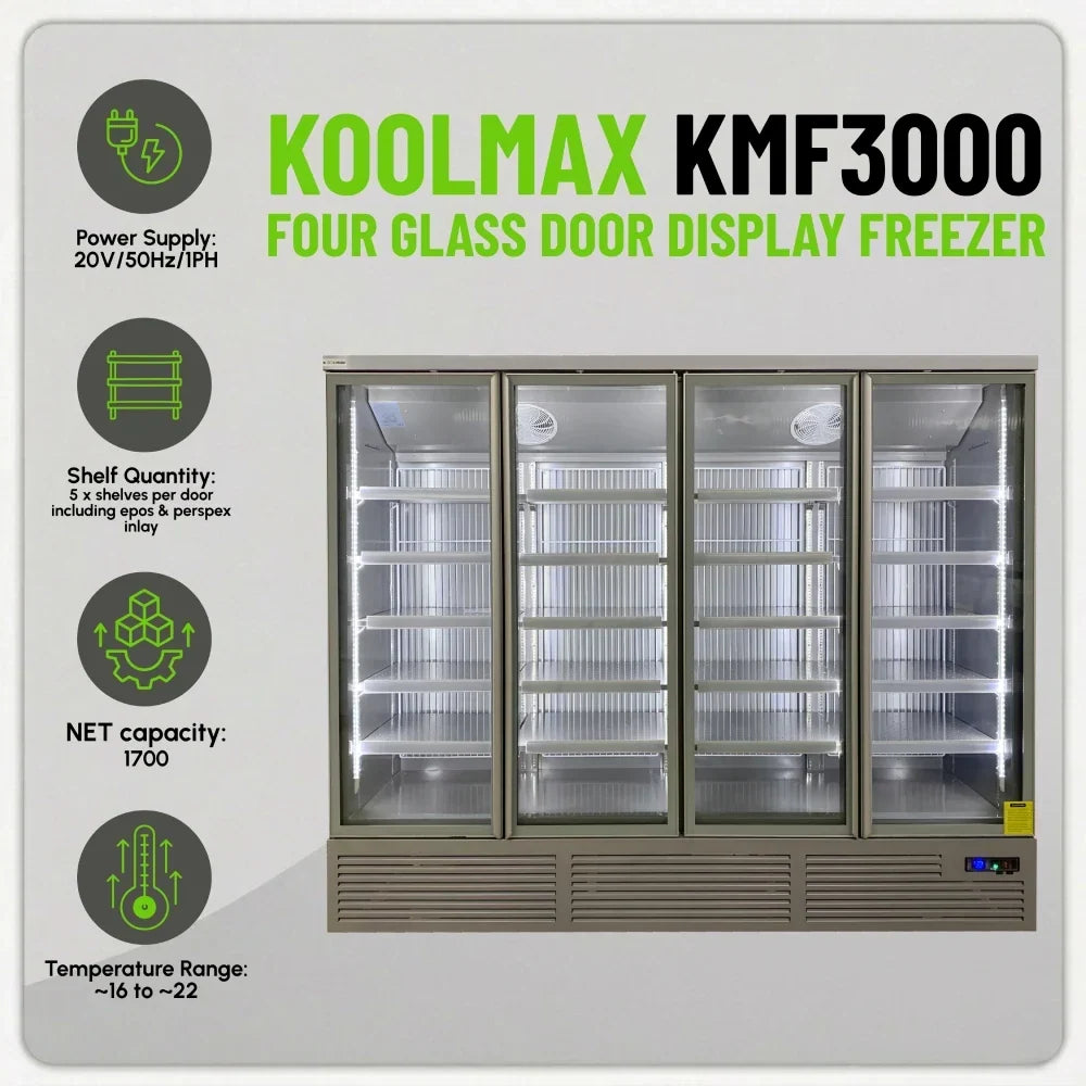 KMF3000 Four Door Grey Upright Display Freezer