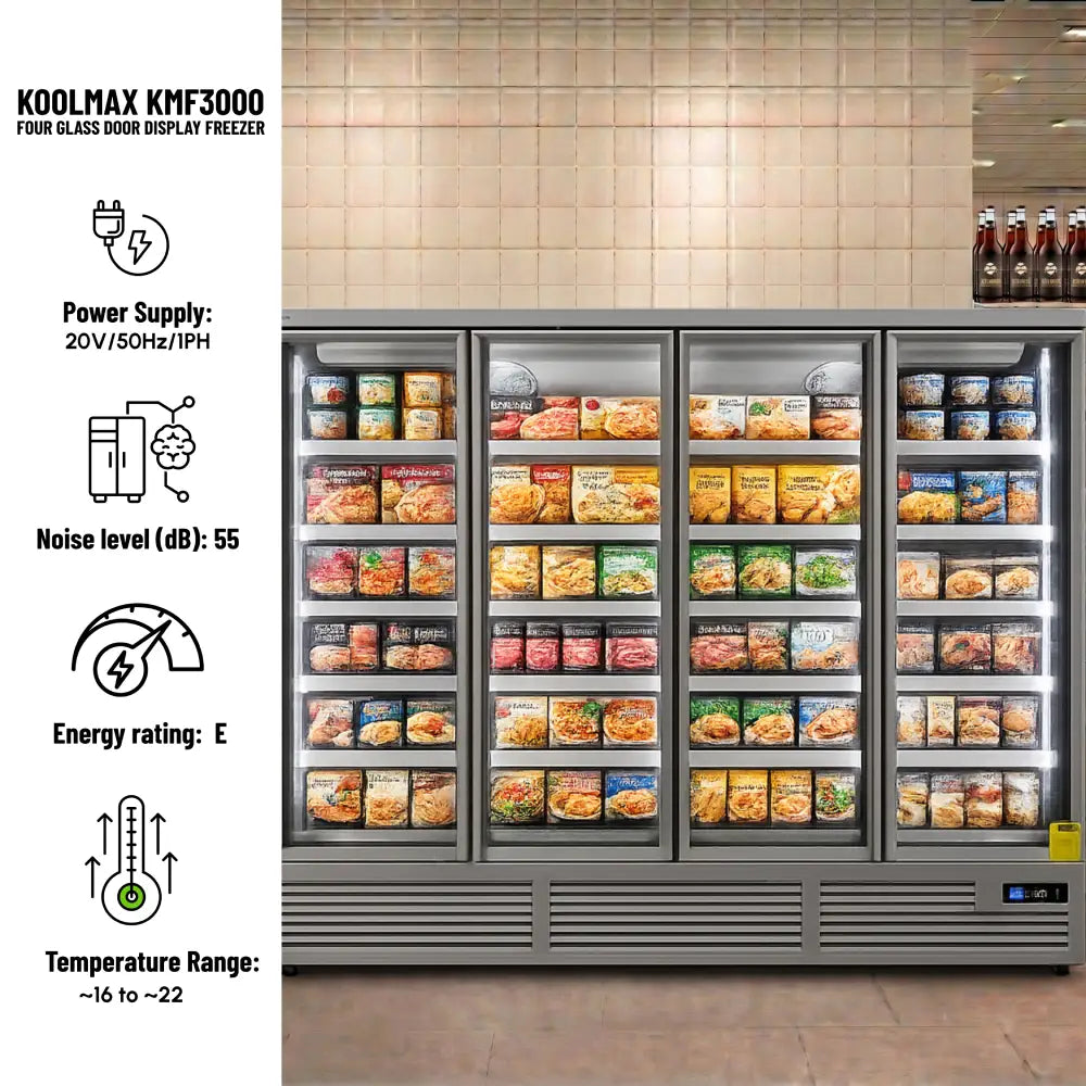 KMF3000 Four Door Grey Upright Display Freezer