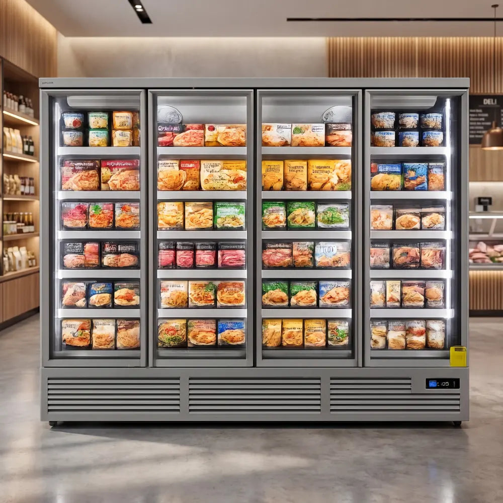 KMF3000 Four Door Grey Upright Display Freezer