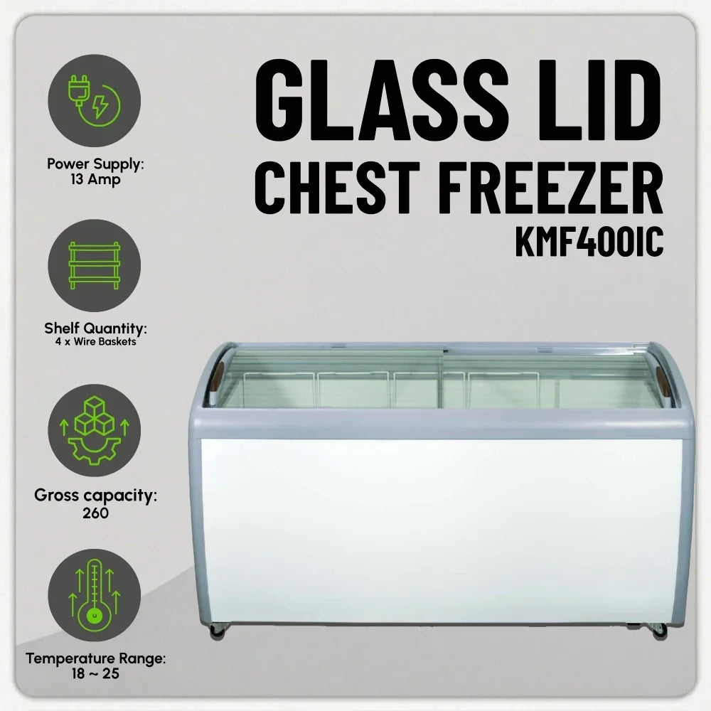 KMF400IC Glass Lid Chest Display Freezer
