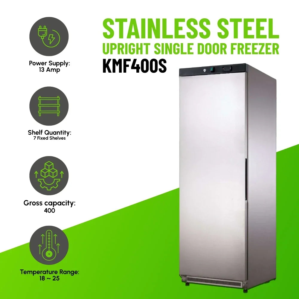 KMF400S Single Door Upright Freezer Stainless Steel