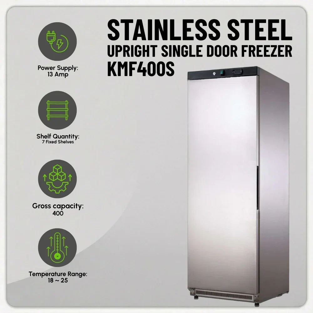 KMF400S Single Door Upright Freezer Stainless Steel