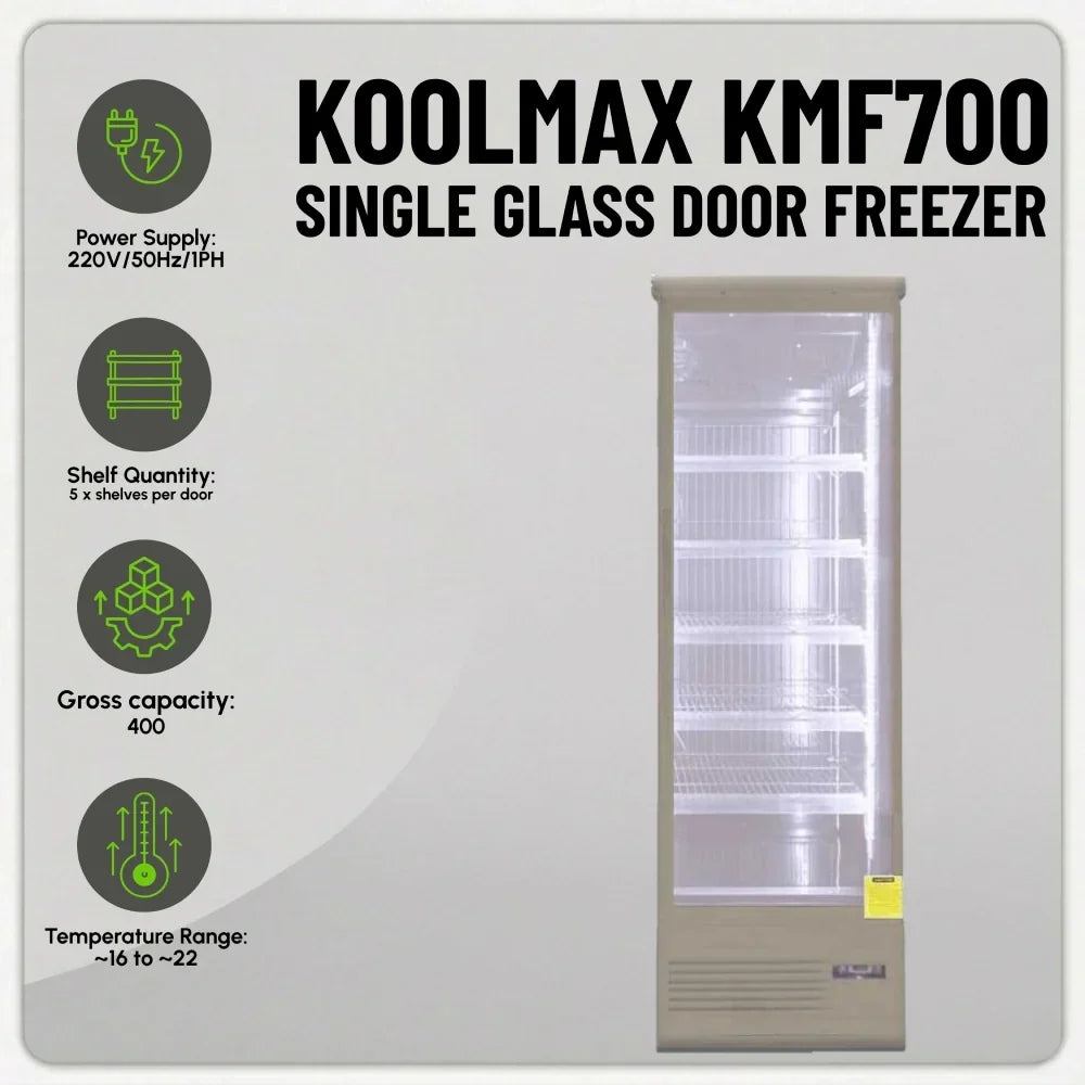 KMF700 Single Door Grey Upright Display Freezer