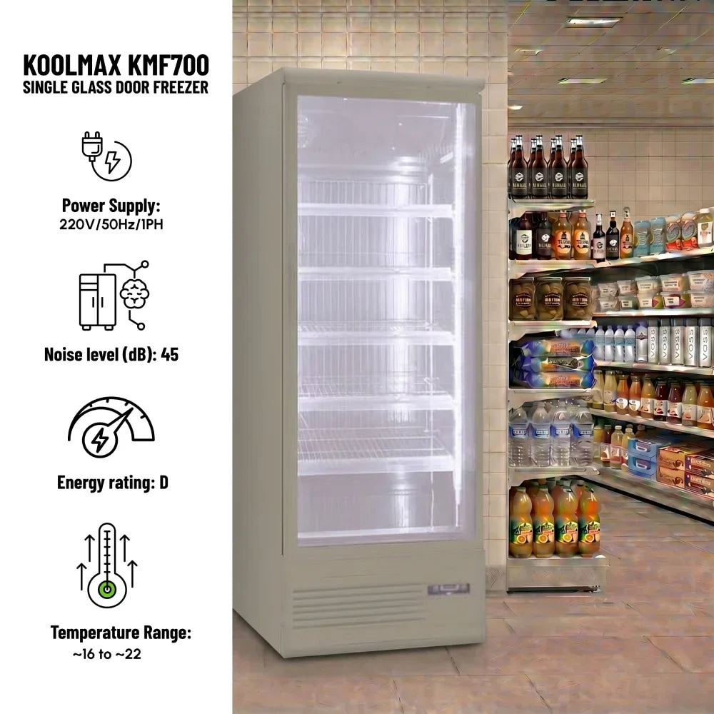 KMF700 Single Door Grey Upright Display Freezer
