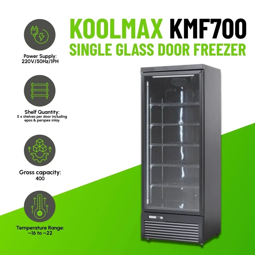 KMF700 Single Door Black Upright Display Freezer