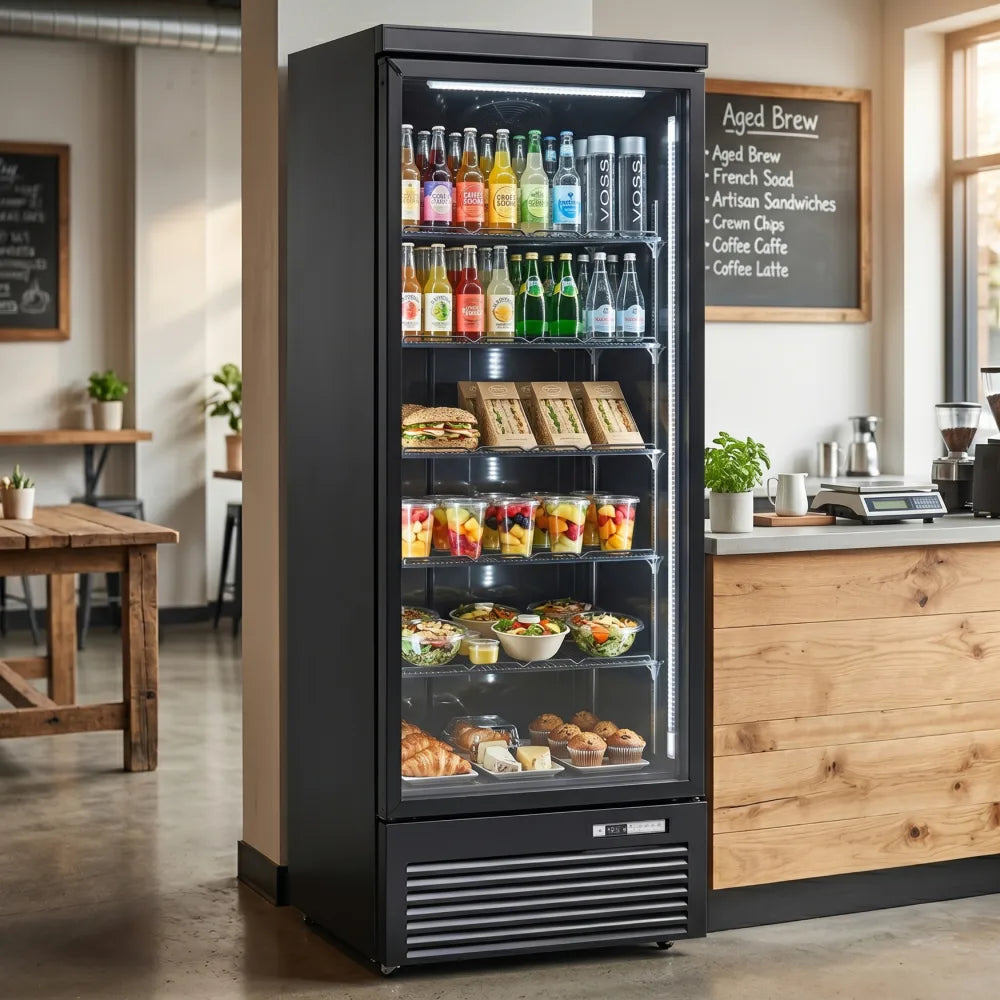 KMF700 Single Door Black Upright Display Freezer