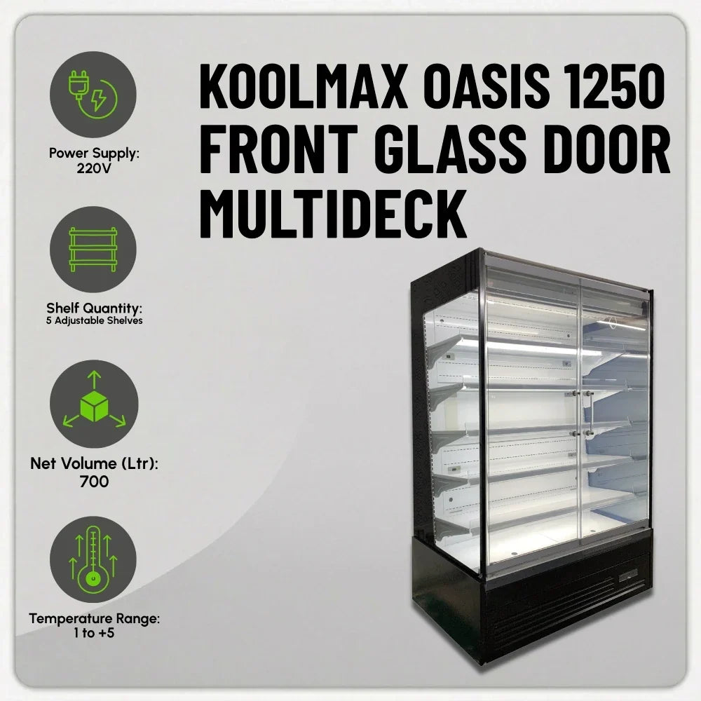 OASIS 1250 Front Glass Door Black Multideck