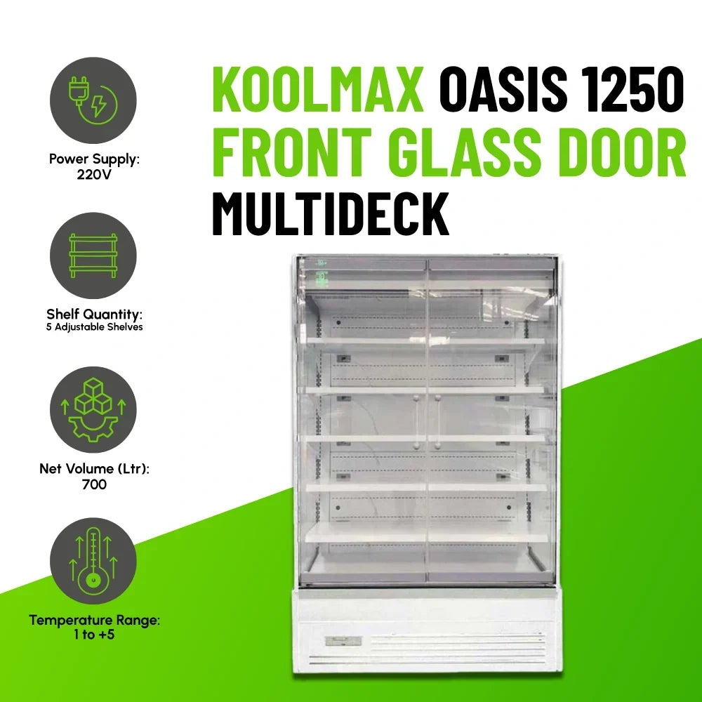 OASIS 1250 Front Glass Door White Multideck