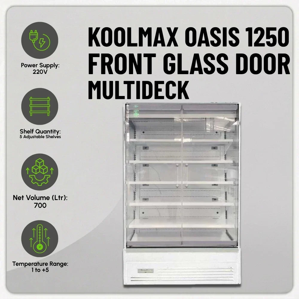 OASIS 1250 Front Glass Door White Multideck