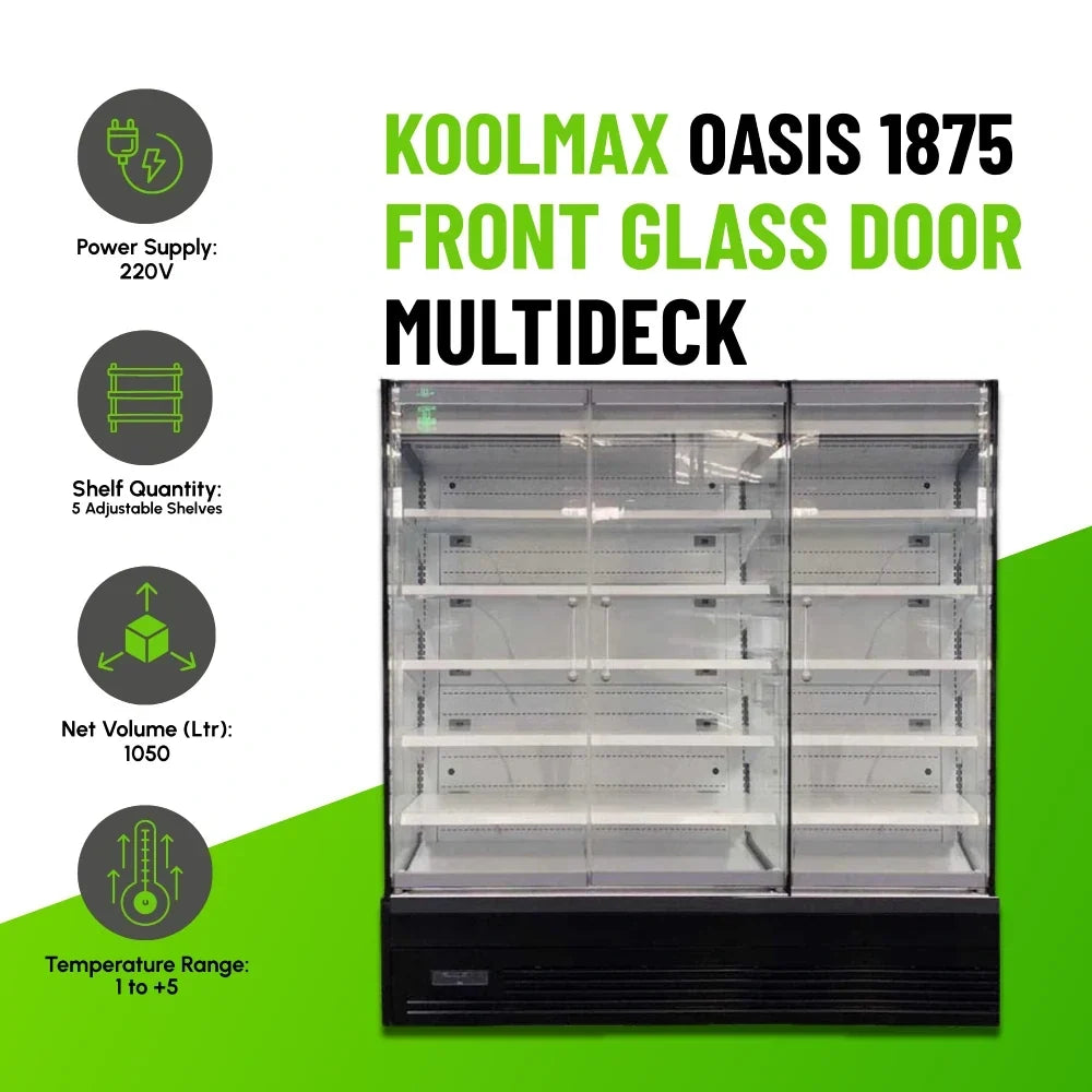 OASIS 1875 Front Glass Door Black Multideck