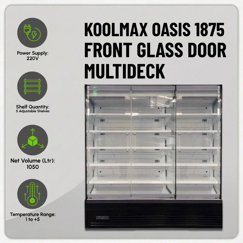 OASIS 1875 Front Glass Door Black Multideck