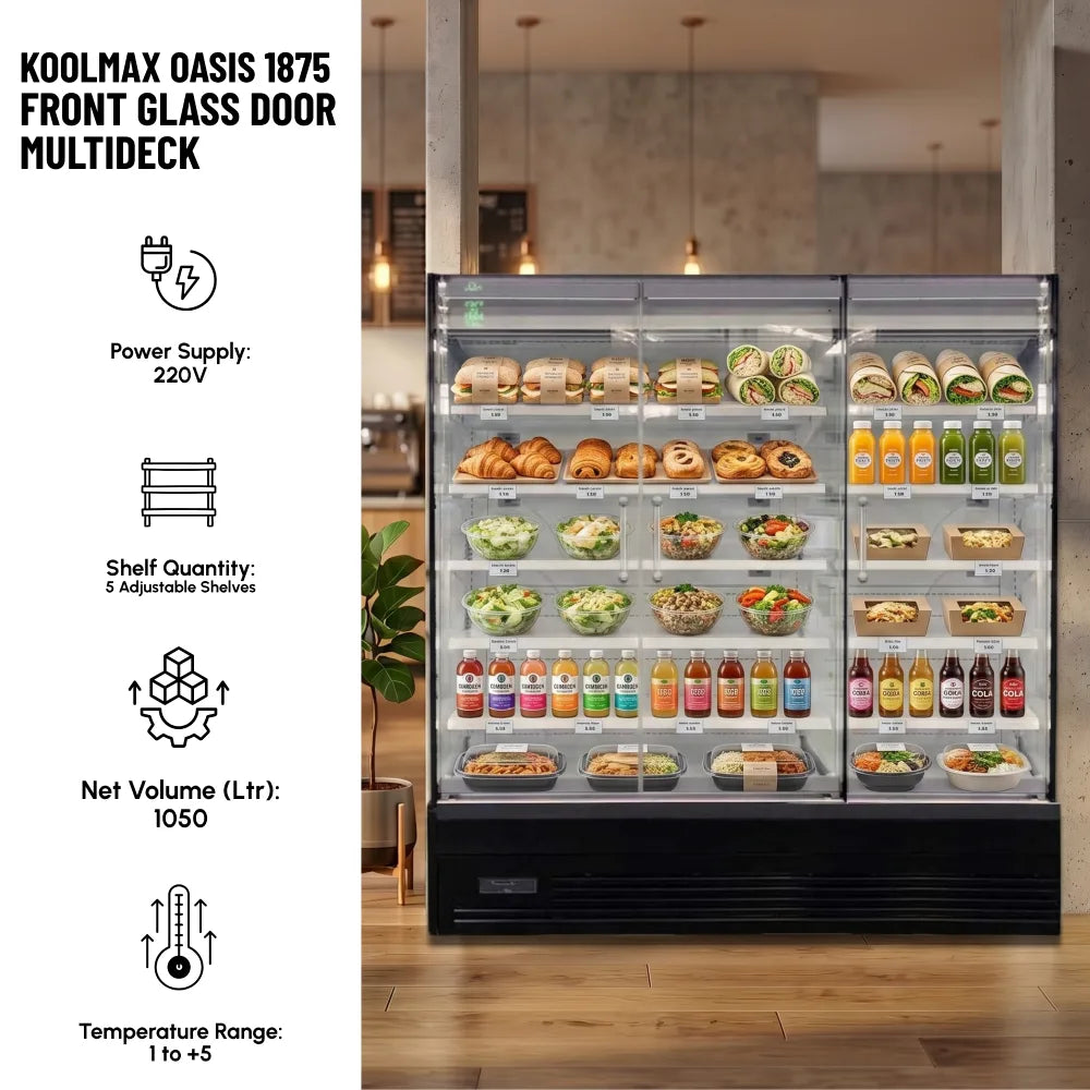 OASIS 1875 Front Glass Door Black Multideck