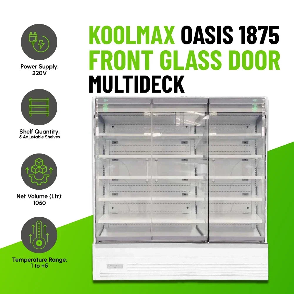 OASIS 1875 Front Glass Door White Multideck