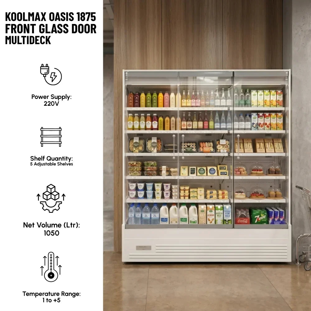 OASIS 1875 Front Glass Door White Multideck