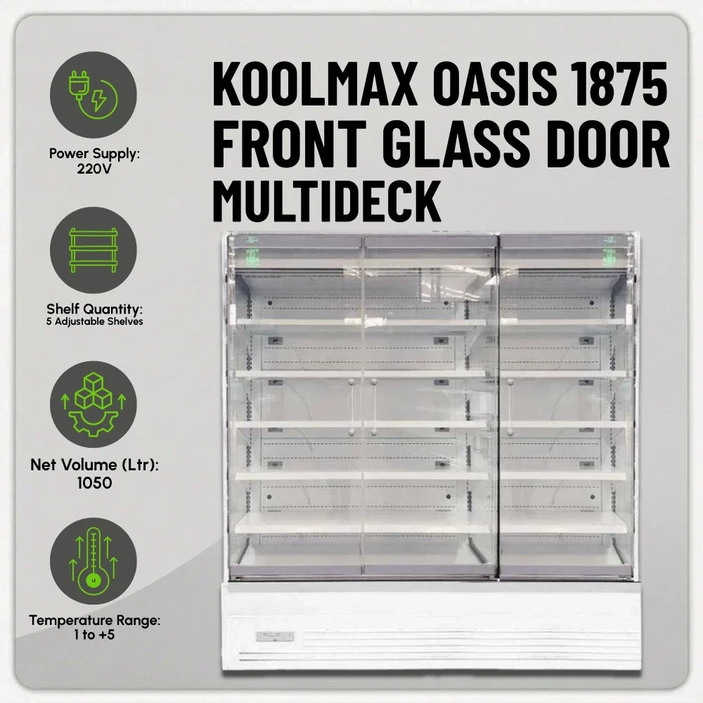 OASIS 1875 Front Glass Door White Multideck