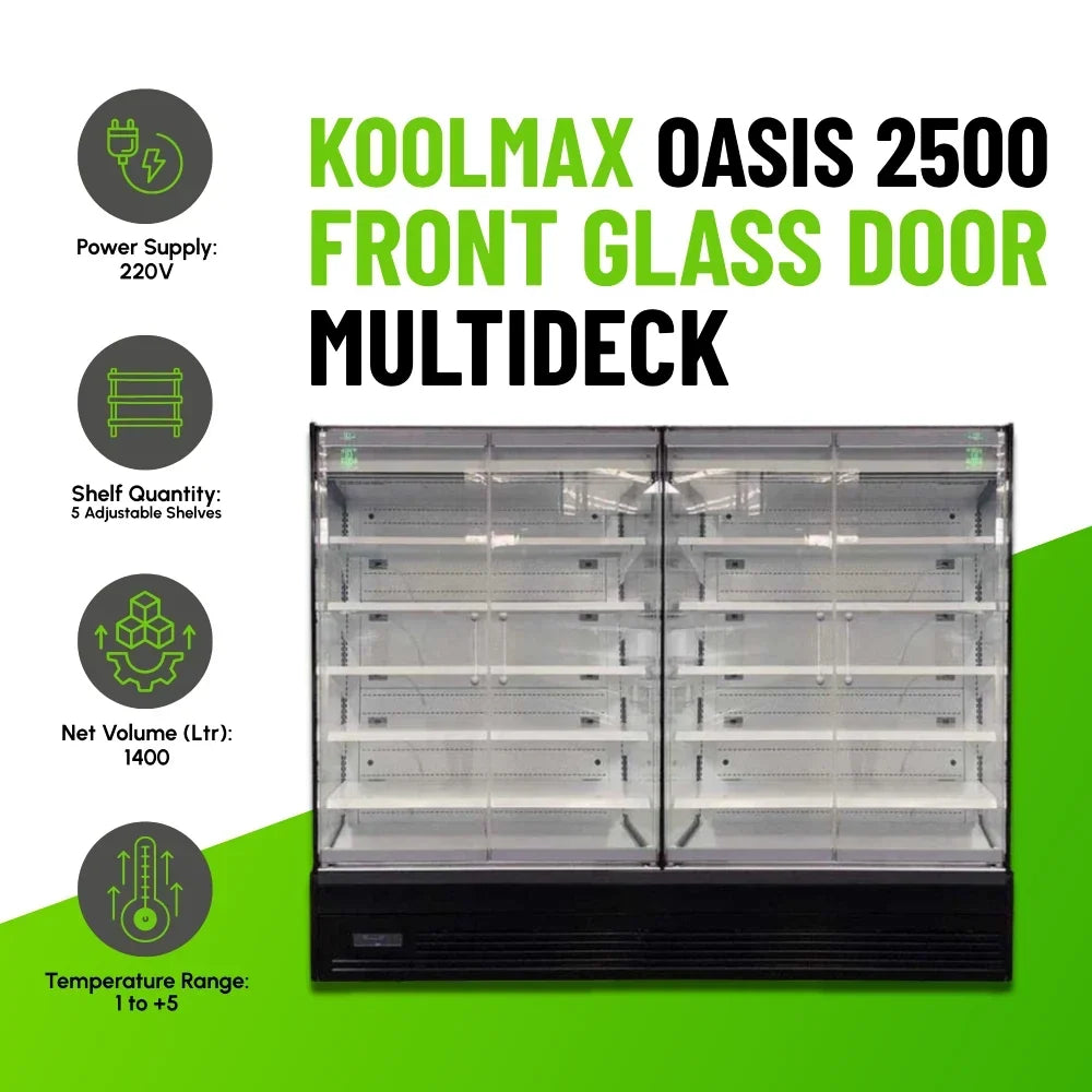 OASIS 2500 Front Glass Door Black Multideck