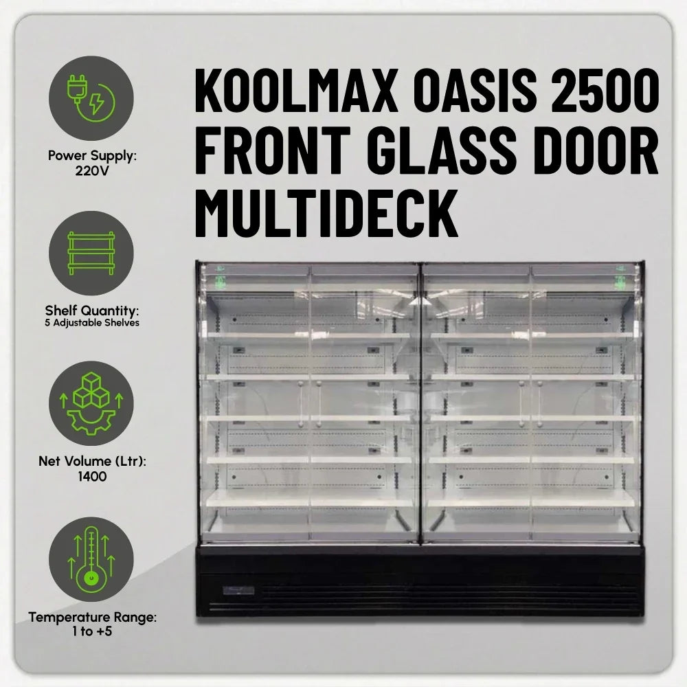 OASIS 2500 Front Glass Door Black Multideck