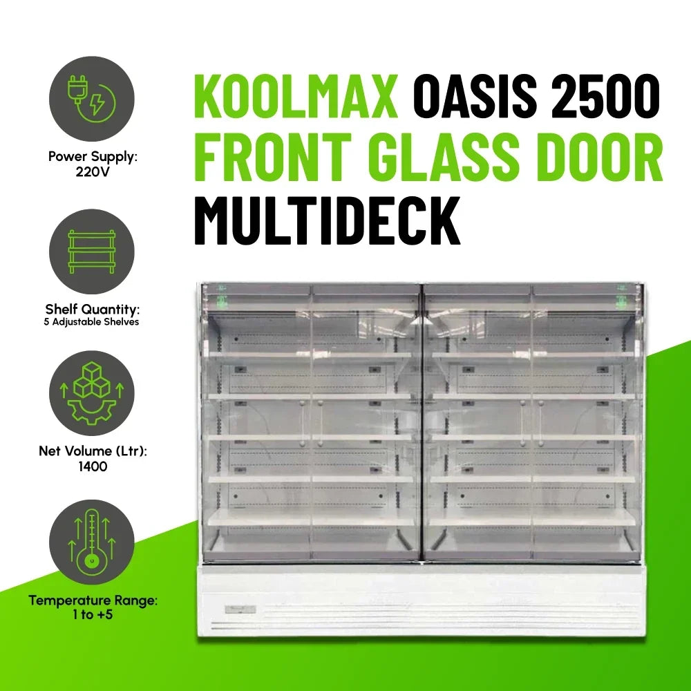 OASIS 2500 Front Glass Door White Multideck