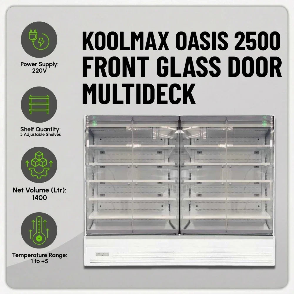 OASIS 2500 Front Glass Door White Multideck
