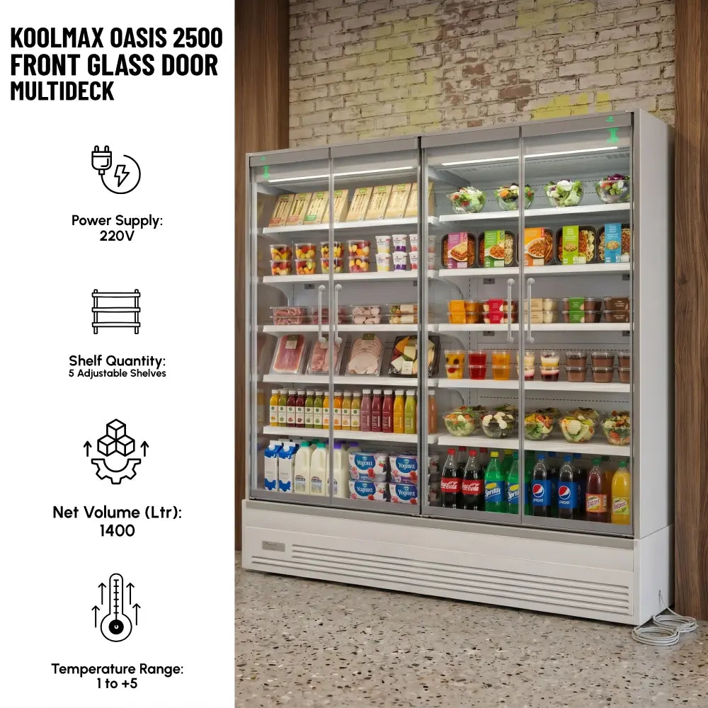 OASIS 2500 Front Glass Door White Multideck