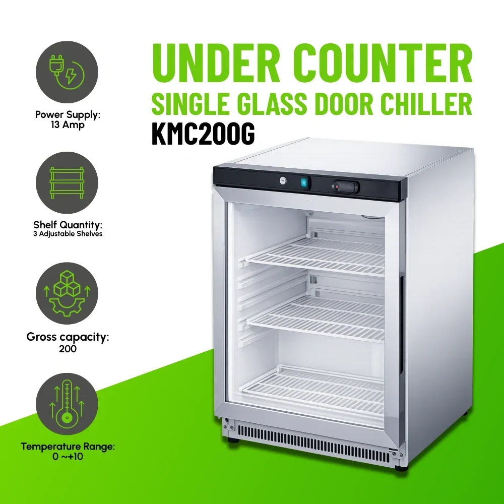 KMC200G Glass Door Under-Counter Chiller