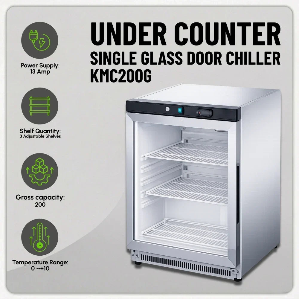 KMC200G Glass Door Under-Counter Chiller