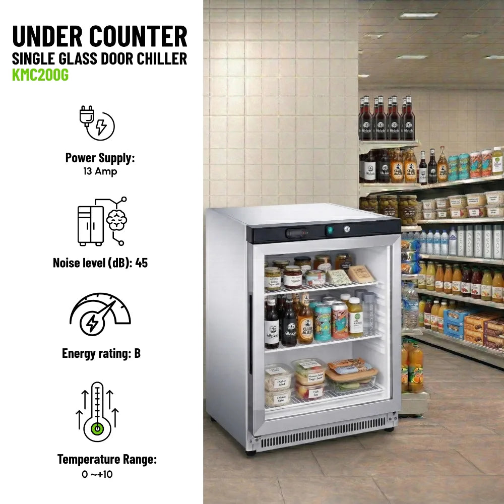 KMC200G Glass Door Under-Counter Chiller